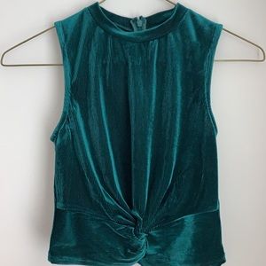 Boutique emerald velvet crop top